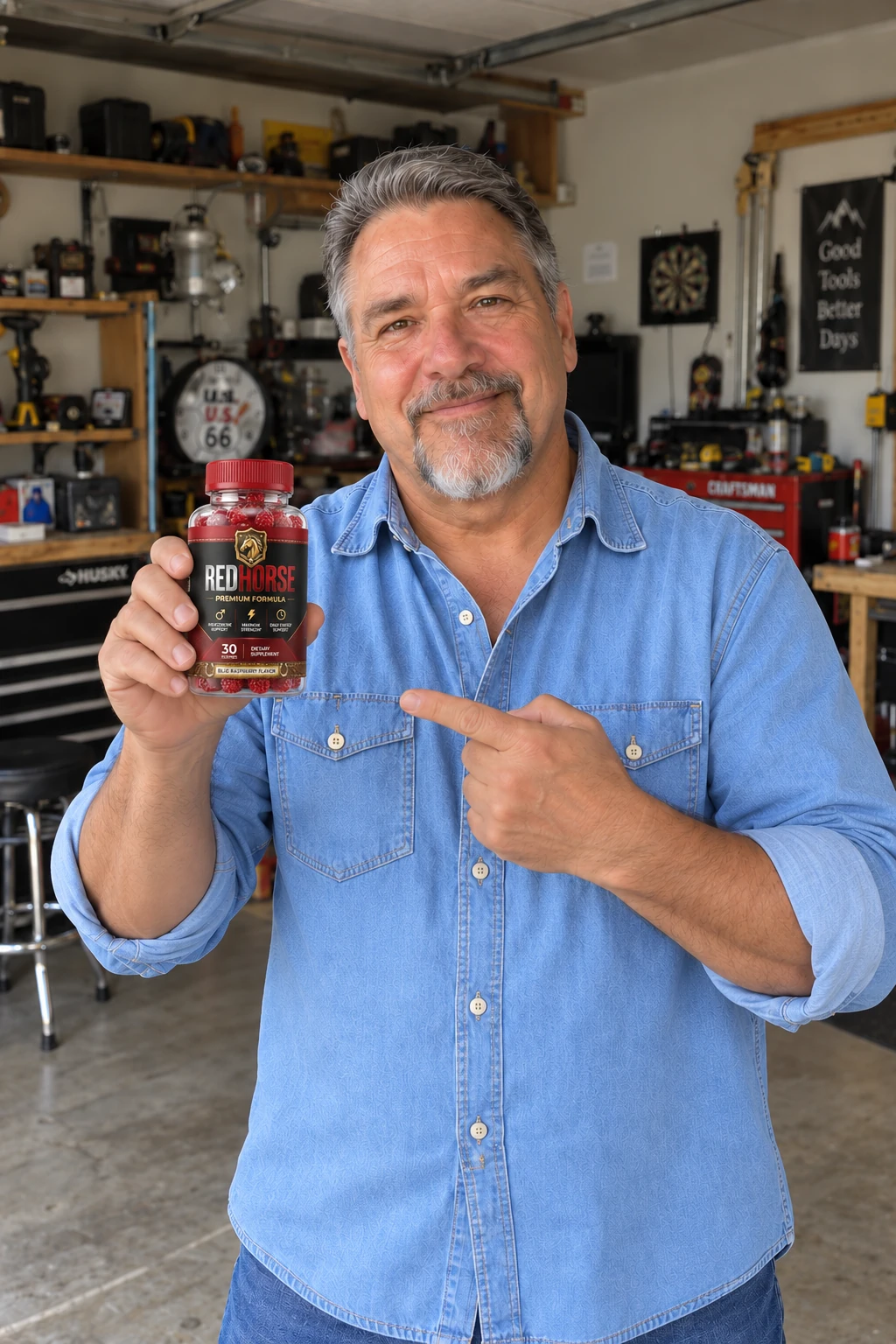 Anthony holding Red Horse