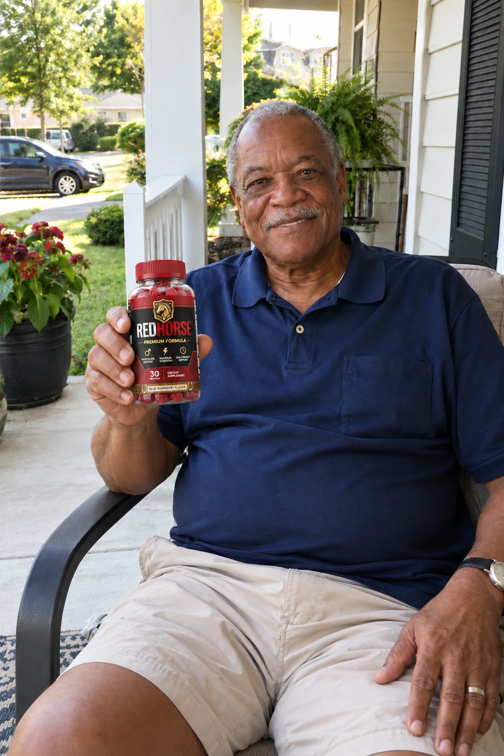 David holding Red Horse