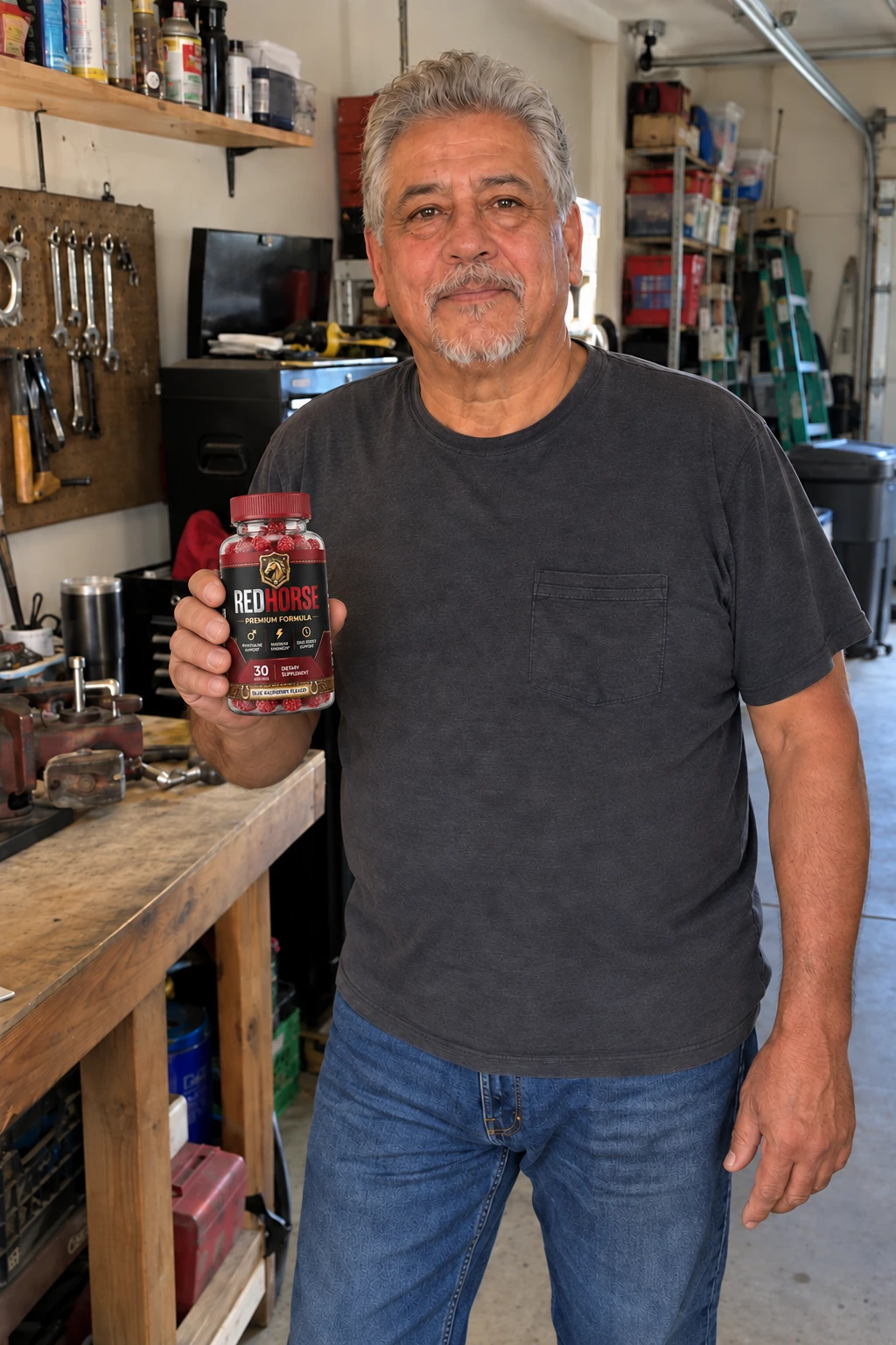 James holding Red Horse